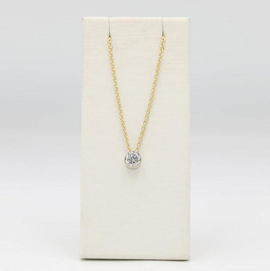 14ky/w .54ct Floating Bezel Diamond Necklace