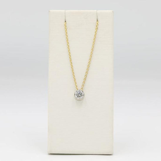 14ky/w .54ct Floating Bezel Diamond Necklace