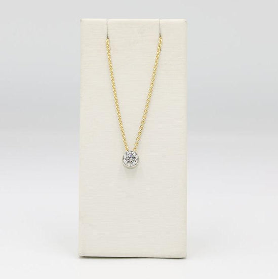 14ky/w .80ct Floating Bezel Diamond Necklace