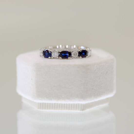 14kw 5-Stone Oval Sapphire & Diamond Ring