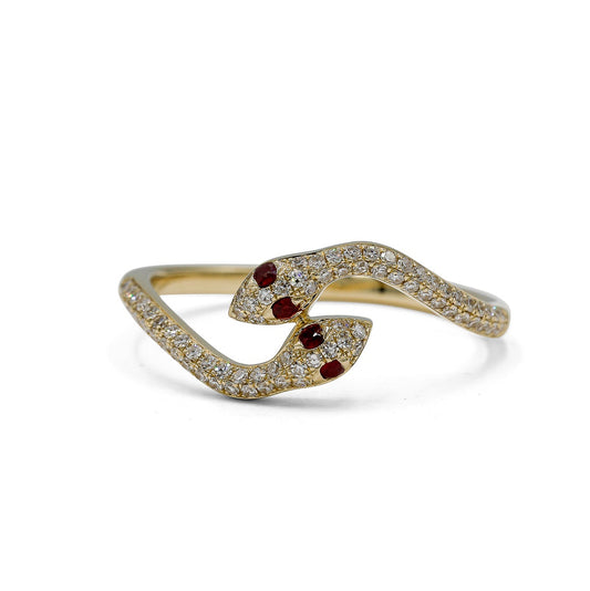 14ky Pave Double Snake Bypass Diamond Ring