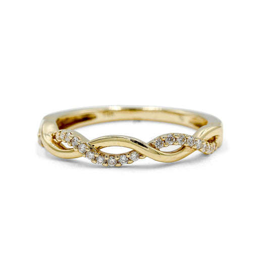 14ky .13ctw Open Pave Diamond Single Twist Band