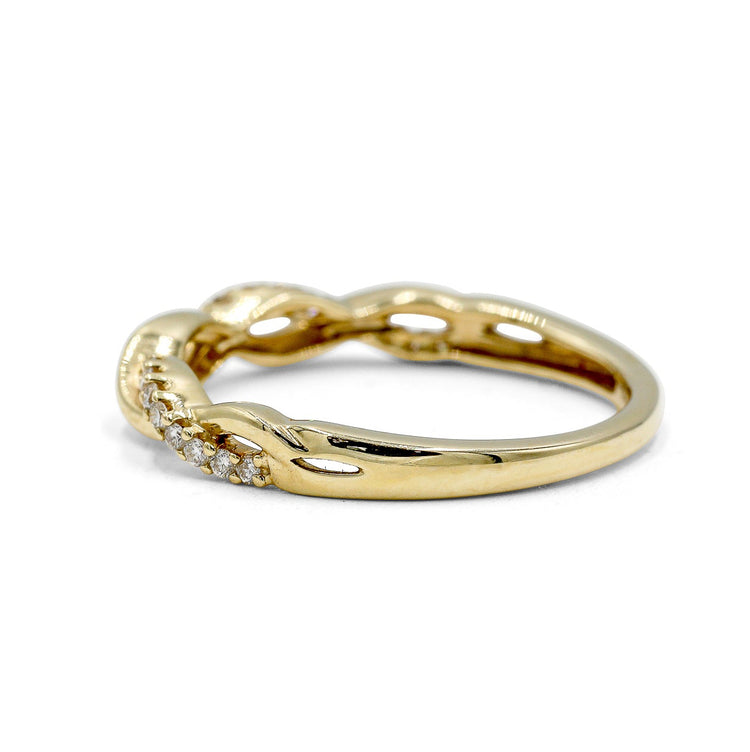 14ky .13ctw Open Pave Diamond Single Twist Band
