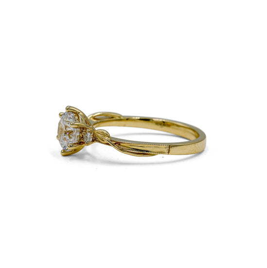 14ky .06ctw Single Leaf Twist Diamond Ring
