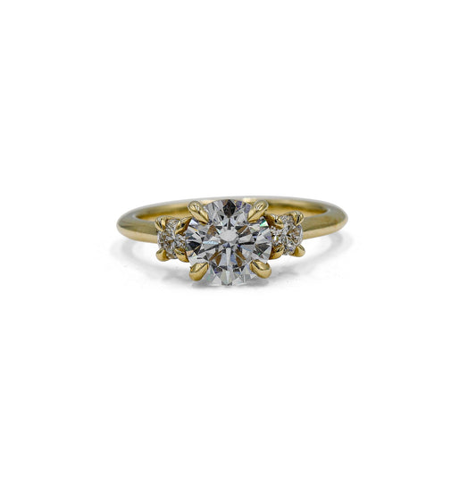 14ky .34ctw Lab Round "Ellie" Cathedral 3.5mm Round Diamond Ring