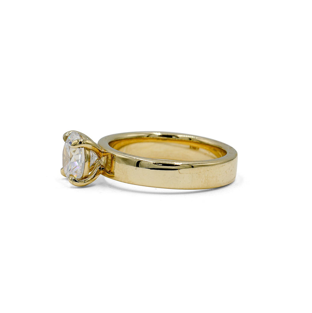 14ky Round 4mm Flat Band Solitaire Diamond Ring