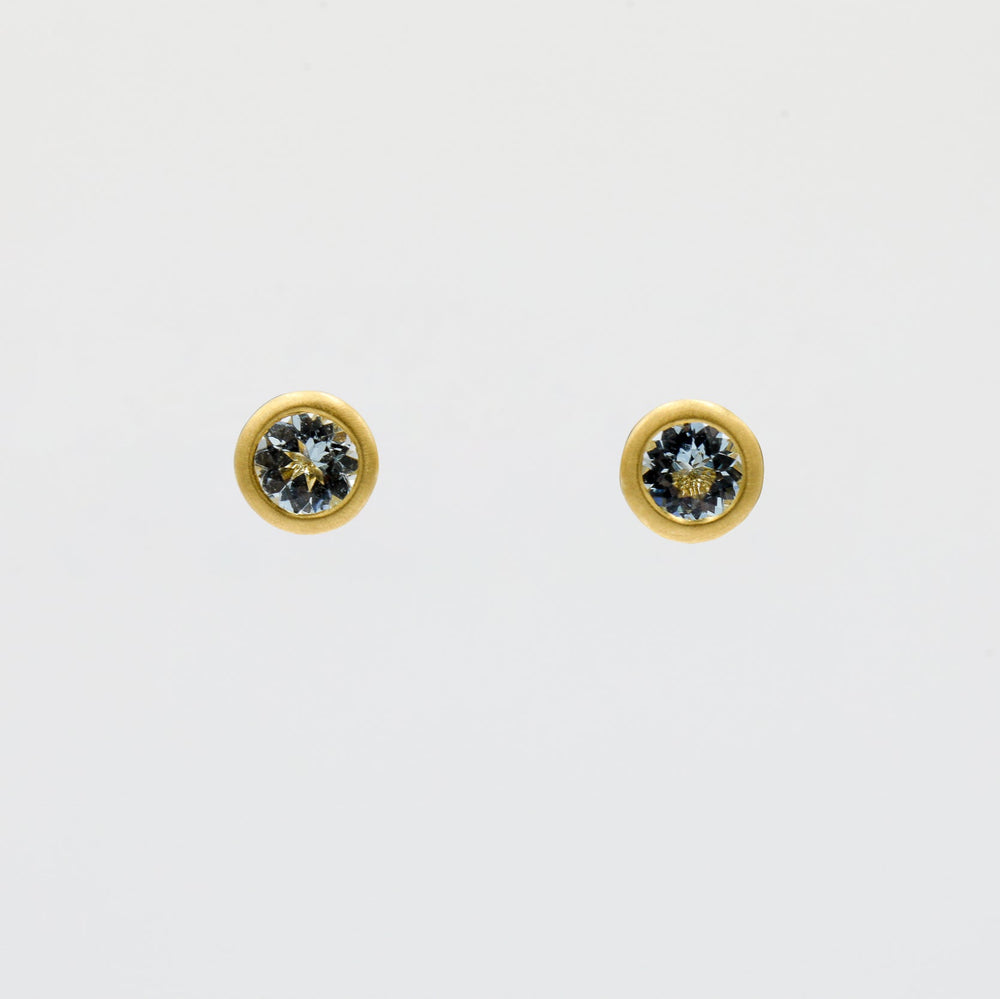 18ky .42ctw Aqua Marine Bezel Earrings