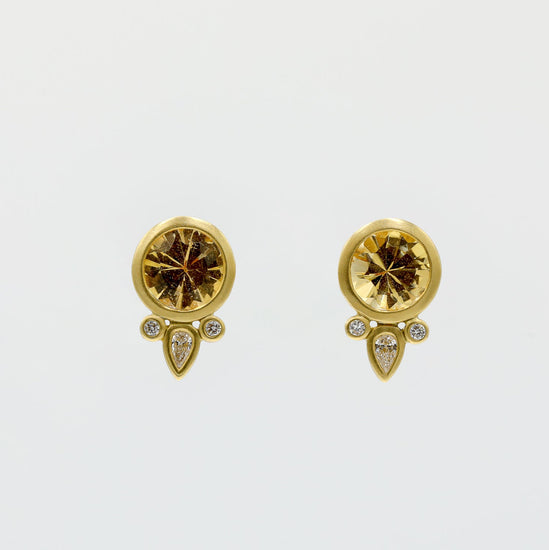 18ky 1.82ctw Topaz & Diamond Bezel Earrings