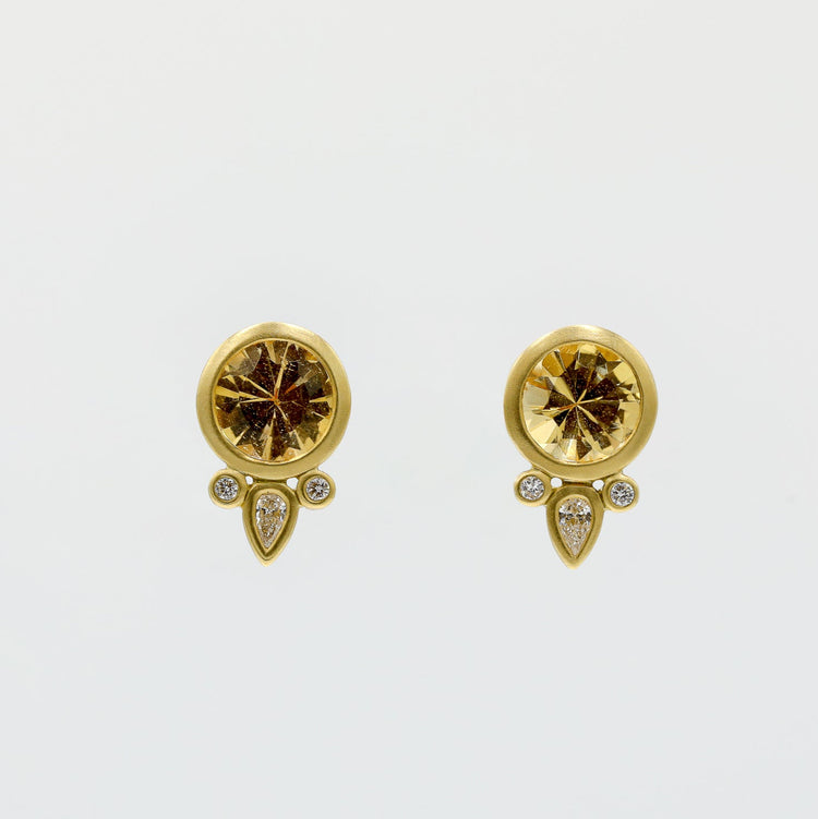 18ky 1.82ctw Topaz & Diamond Bezel Earrings