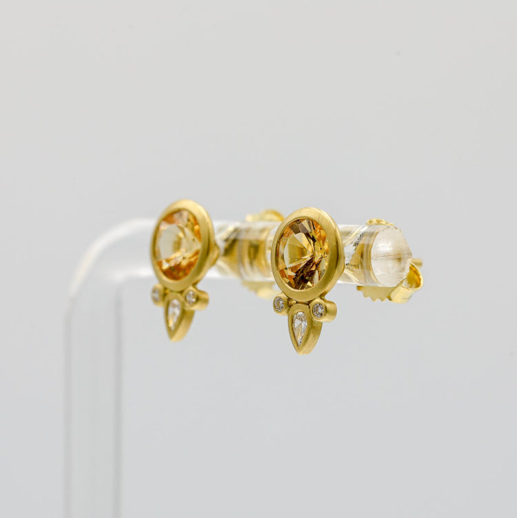 18ky 1.82ctw Topaz & Diamond Bezel Earrings