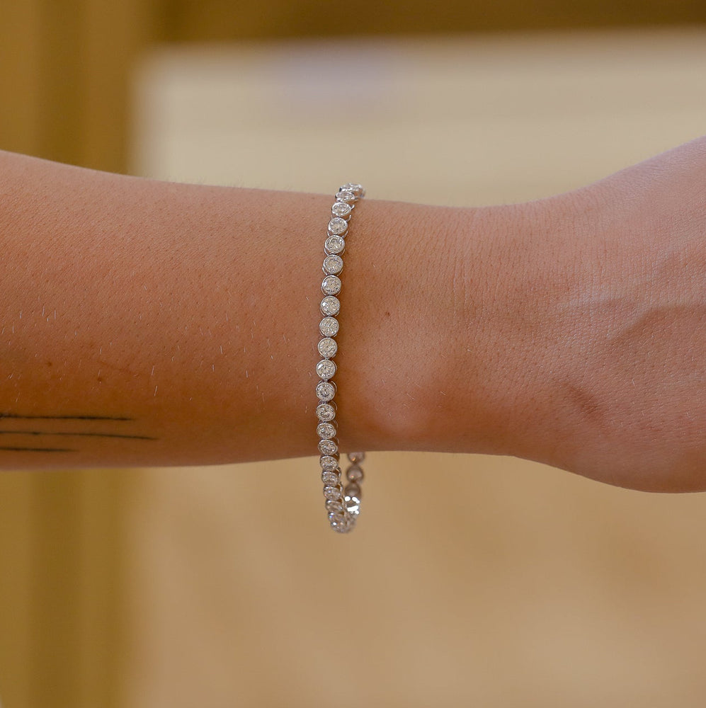 14kw 7.30ctw Lab Bezel Round Tennis Bracelet