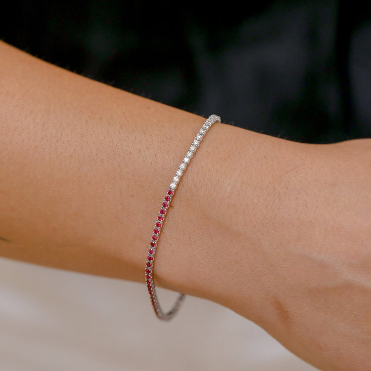 14kw Ruby and Diamond Tennis Bracelet