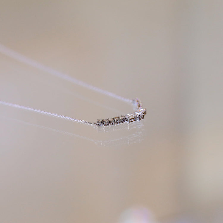 14kw .82ctw Round & Emerald-Cut Lab Grown Diamond Necklace