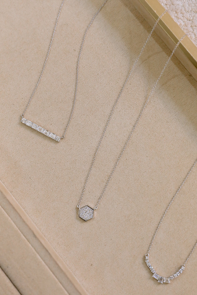 14kw 1.26ctw Emerald-Cut & Round Lab Grown Diamond Bar Necklace