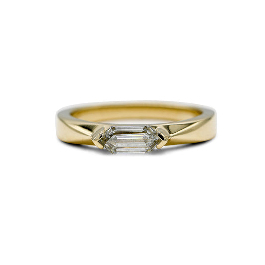 14ky .62ct Elongated Hex Step Cut East-West Geometric Ring