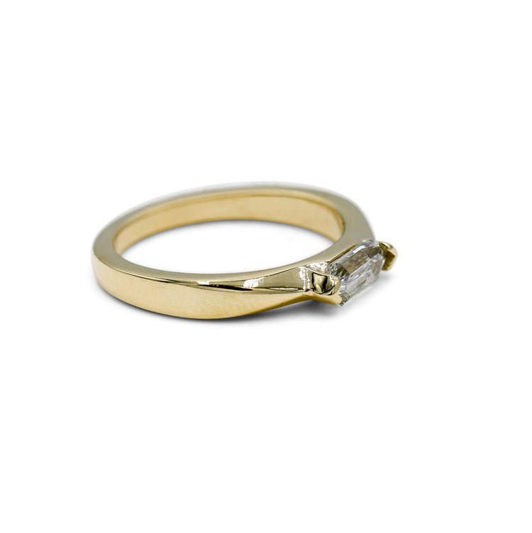 14ky .62ct Elongated Hex Step Cut East-West Geometric Ring