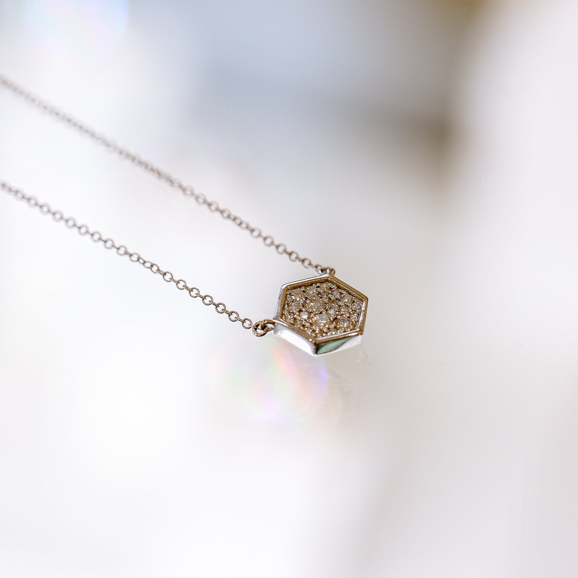 Diamond Hex Rune 14kw .24ctw Hex-Shaped Diamond Pendant