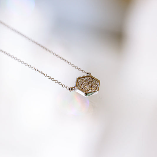 14kw .24ctw Hex-Shaped Diamond Pendant