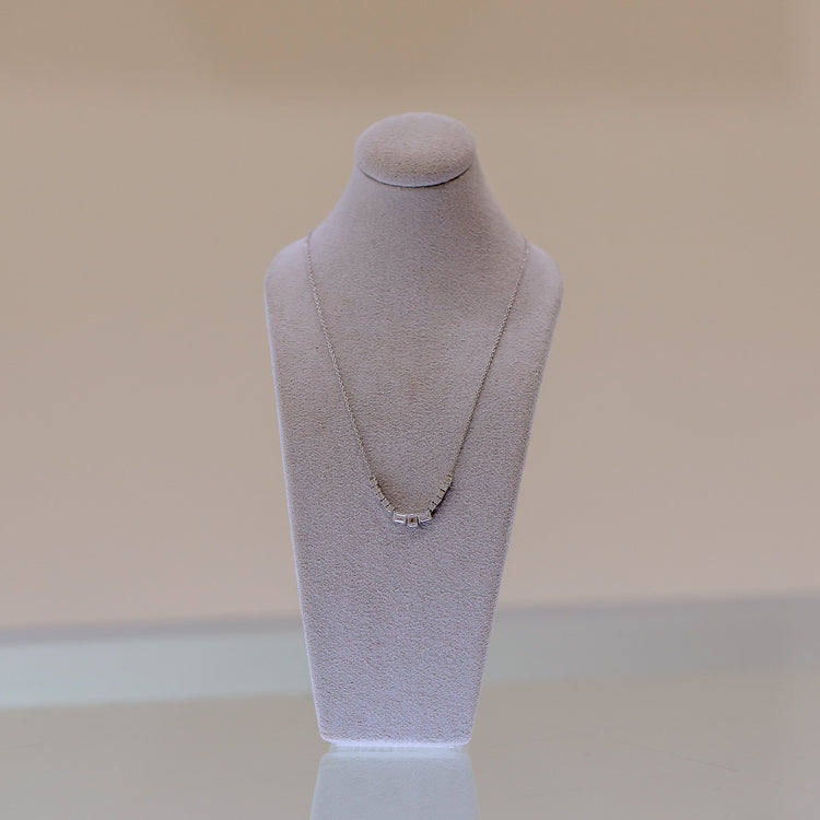 14kw .82ctw Round & Emerald-Cut Lab Grown Diamond Necklace