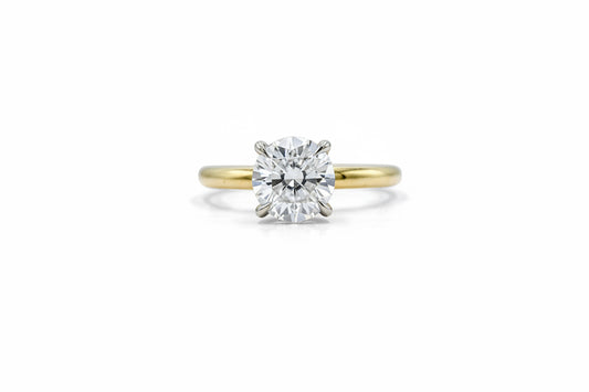 14ky Solitaire 4-Prong with Platinum Hidden Halo Diamond Ring
