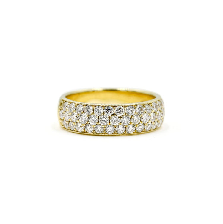 14ky 3-Row Diamond Pave Band