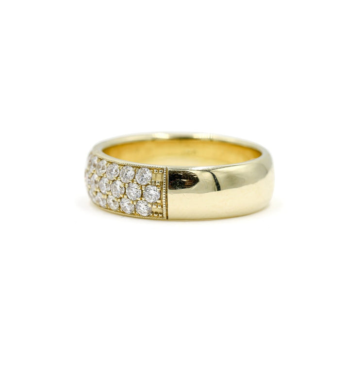 14ky 3-Row Diamond Pave Band