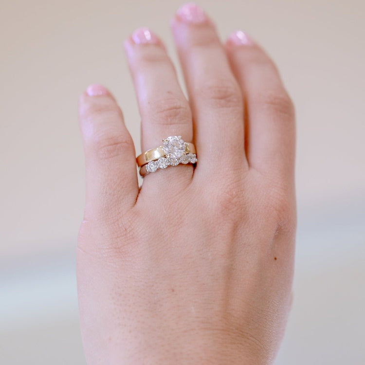 Wedding Band Round Flat Diamond Ring 14ky Round 4mm Flat Band