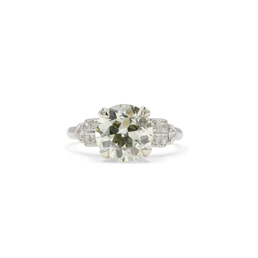 Platinum Vintage Art Deco 2.50 Yellow Old European Cut