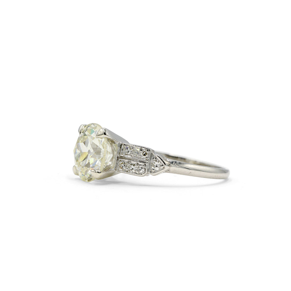 Platinum Vintage Art Deco 2.50 Yellow Old European Cut