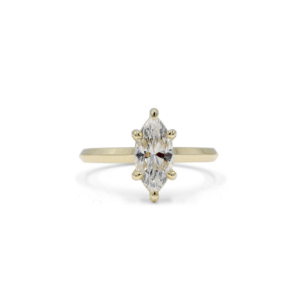 14ky Knife-Edge Marquise-Cut Diamond Cathedral Ring