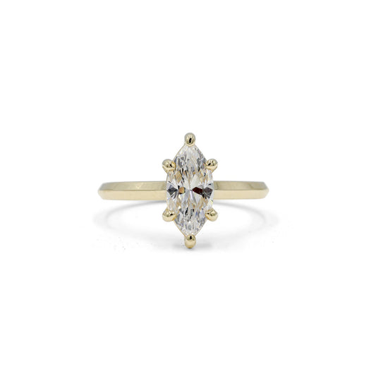 14ky Knife-Edge Marquise-Cut Diamond Cathedral Ring