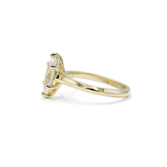 14ky Knife-Edge Marquise-Cut Diamond Cathedral Ring