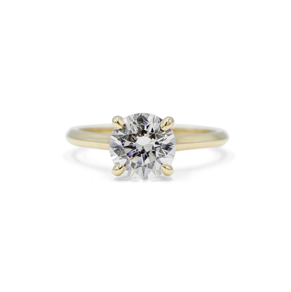 14ky Knife-Edge Round-Brilliant Diamond Cathedral Ring