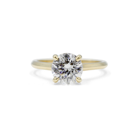 14ky Knife-Edge Round-Brilliant Diamond Cathedral Ring