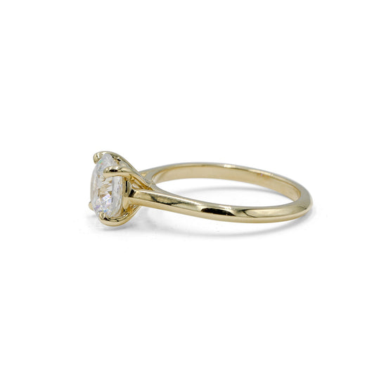 14ky Knife-Edge Round-Brilliant Diamond Cathedral Ring