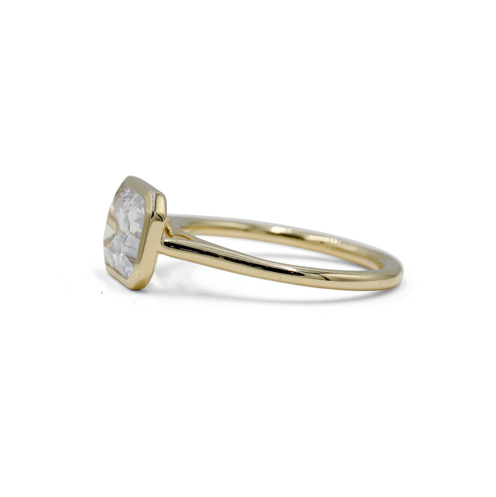 14ky Emerald-Cut East-West Cathedral Bezel Ring