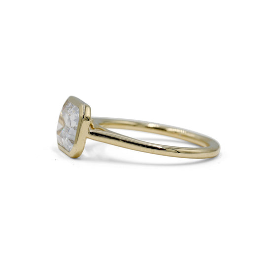 14ky Emerald-Cut East-West Cathedral Bezel Ring