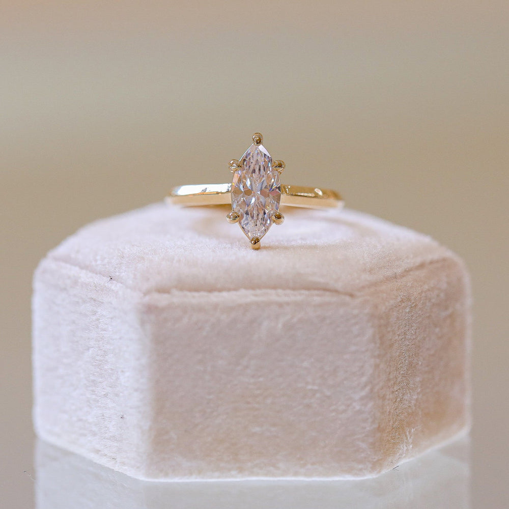 14ky Knife-Edge Marquise-Cut Diamond Cathedral Ring