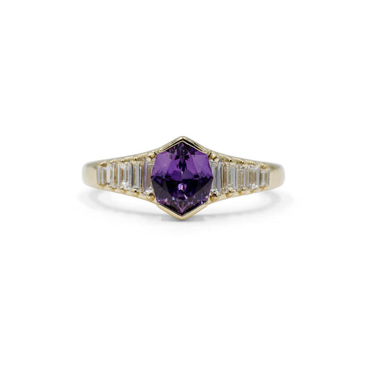 14Y 1.55 Hex purple sapphire lab baguette