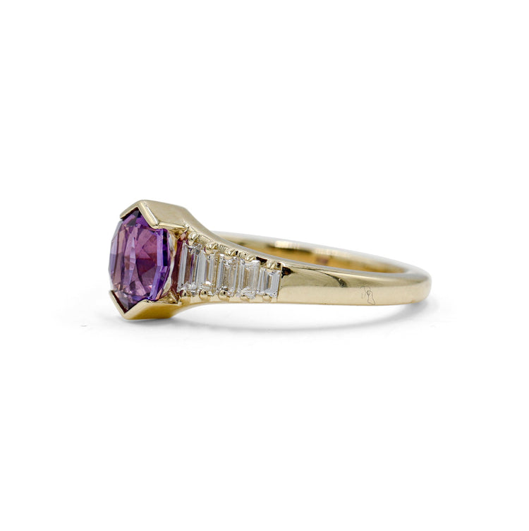 14Y 1.55 Hex purple sapphire lab baguette