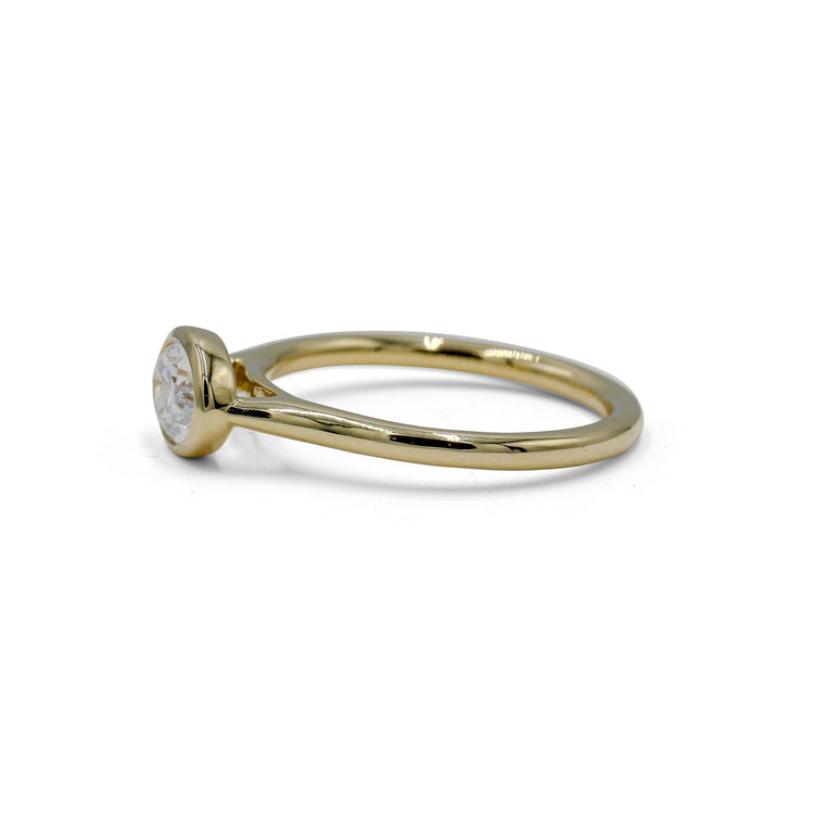 14ky Oval East- West Bezel Cathedral Diamond Ring