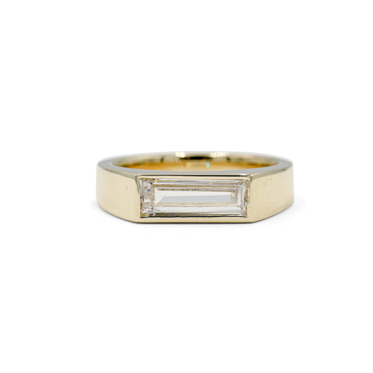 14ky .93ct Lab-Grown Baguette East-West Bezel Ring