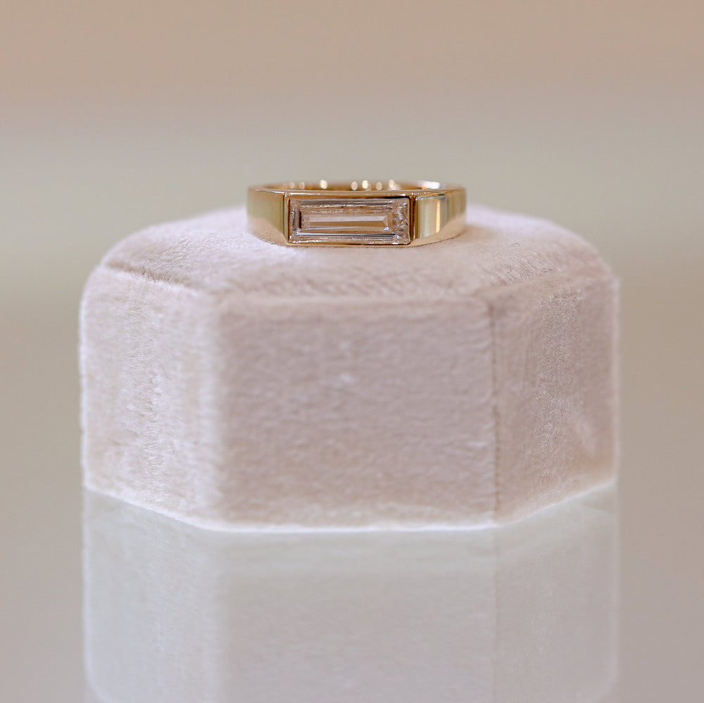 14ky .93ct Lab-Grown Baguette East-West Bezel Ring