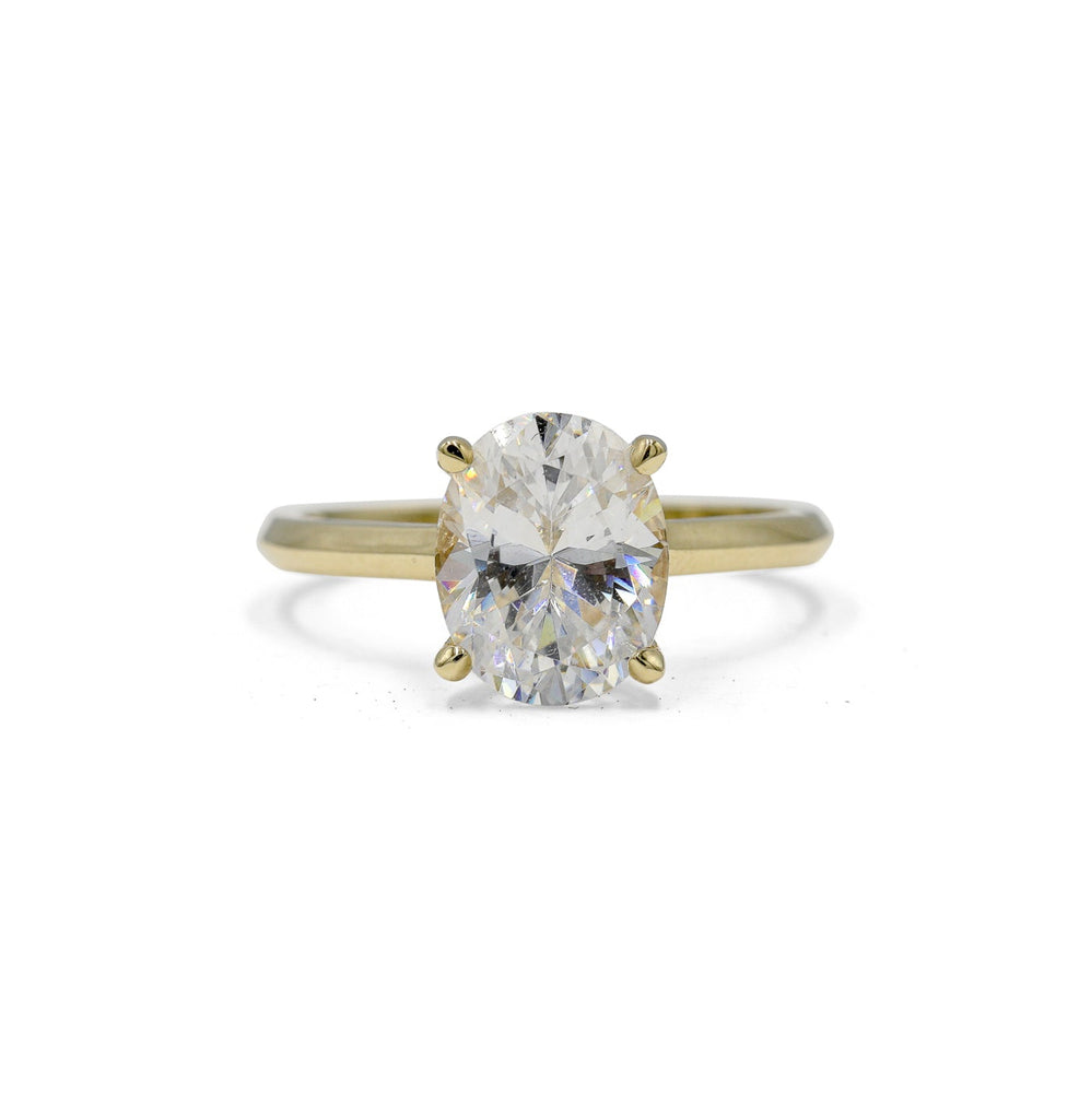14ky Knife-Edge Oval-Cut Diamond Cathedral Ring