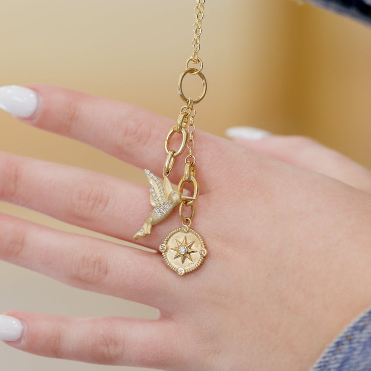 14ky .22ctw Diamond Hummingbird Necklace