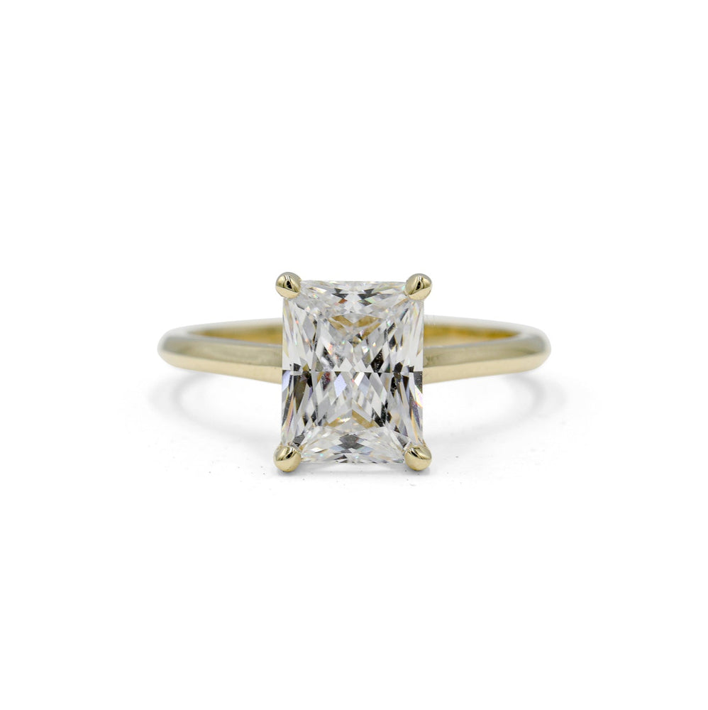 14ky Knife-Edge Radiant-Cut Diamond Ring