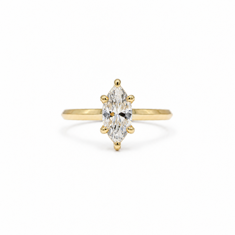 14ky Knife-Edge Marquise-Cut Diamond Cathedral Ring