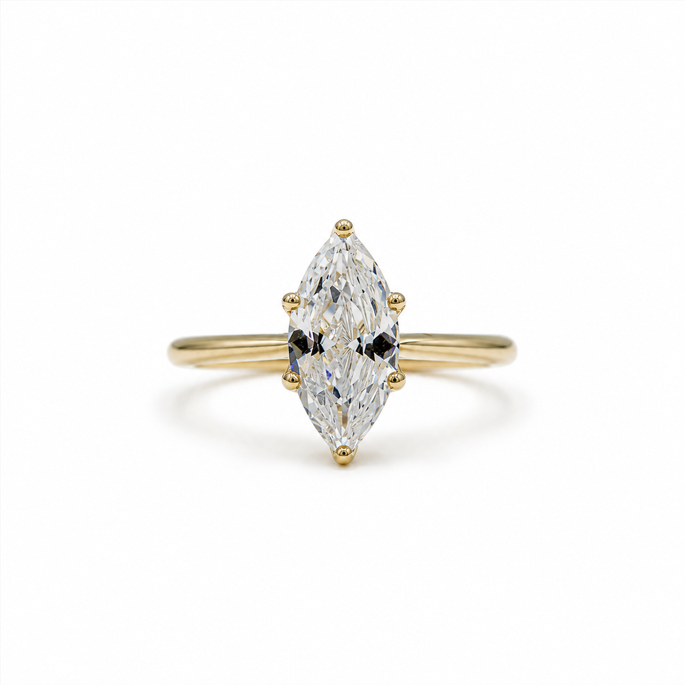 14ky Marquise .05ctw Tulip Cathedral Diamond Ring