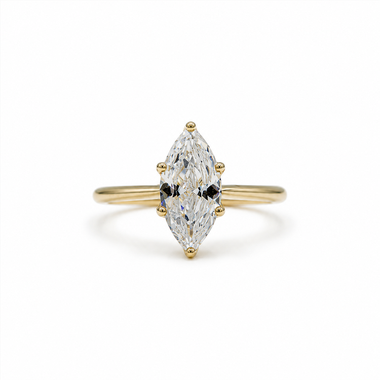 14ky Marquise .05ctw Tulip Cathedral Diamond Ring