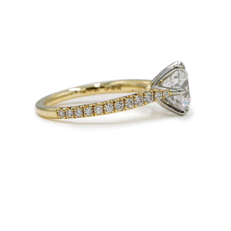 14ky .32ctw 6-Prong French-Set Cathedral Diamond Ring